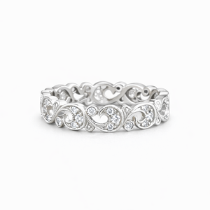 Bague en or massif 10K 14K 18K avec diamants de laboratoire ronds certifiés IGI, couleur DEF, clarté VS VVS, style éternité complète et motif tourbillon. - Product Image 2