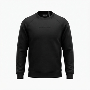 Sudadera Negra de Cuello Redondo para Hombre, Manga Raglán, Estilo Casual Minimalista, Sudadera de Manga Larga - Product Image 4