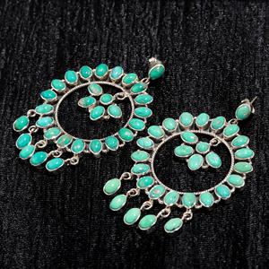 925 Sterling Silver Sleeping Beauty Turquoise <b>Earrings</b> Long Oval Shape <b>Handmade</b> Genuine Oval Cut Stone Elegant Jewelry Design - Product Image 3