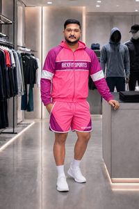 REXFIT SPORTS 2026 Ensemble veste coupe-vent et short en nylon rose et violet personnalisé, marque privée, streetwear, vêtements de sport - Product Image 4
