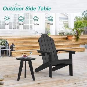 Mesa Auxiliar Moderna Negra para Exteriores, Base Redonda de Trípode, Resistente a la Intemperie, Diseño Contemporáneo para Patio, Terraza o Porche - Product Image 1