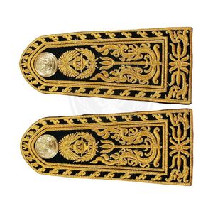 Badges d'uniforme cérémoniel faits main brodés sur mesure, broderie classique en fil d'or, paire de badges de travail en or - Product Image 3