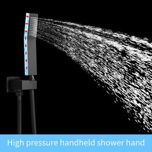 Sistema Doccia a Parete con Soffione a Pioggia da 12 Pollici e Doccetta, Finitura Nero Opaco, per il Bagno Moderno - Product Image 3