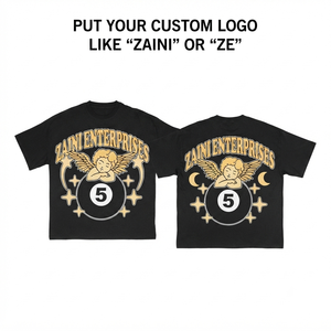 เสื้อยืดผู้ชายเรียบง่าย พรีเมียมคอตตอน 200 GSM เนื้อนุ่ม ระบายอากาศดี สีดำ สกรีนลายกราฟิกโลโก้ตามสั่ง เสื้อผ้าลำลองแนวสตรีท ขายส่ง - Product Image 1