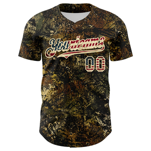OEM Custom Camo Baseball Jersey Full Button 100% Polyester Short Sleeve Breathable Unisex - Product Image 4