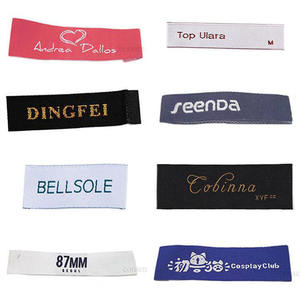 ป้ายทอสำหรับผู้ผลิตเสื้อผ้า ป้ายแบรนด์ของคุณเอง พับปลาย ปักด้วยด้ายโลหะ สำหรับรองเท้า เสื้อผ้า ป้ายหลัก ป้ายผ้า - Product Image 1