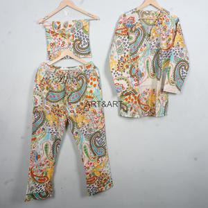 Women Floral Print 100% Cotton Pajama Set Long Sleeve V-Neck Elastic Waist Casual Sleepwear Soft Breathable ART&ART Spring - Product Image 5