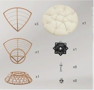 Silla Papasan Moderna para Exteriores, Silla Redonda de Mimbre Sintético, Silla de Jardín para Todo Clima, Silla de Balcón con Cojín - Product Image 6