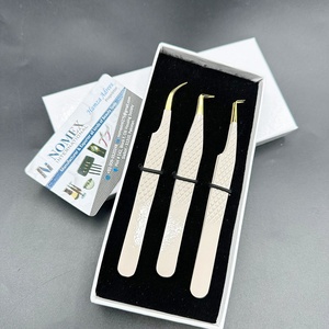 คีมหนีบขนตาแบบโค้ง90องศาเคลือบผงผิวพร้อมแหนบปลายเคลือบทองทำจากสเตนเลสทนทานทนทาน - Product Image 2