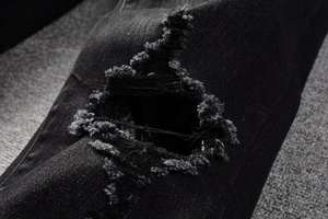 Vente en gros de jeans en denim pour hommes, style personnalisé, tendance streetwear, coupe ample et droite - Product Image 3