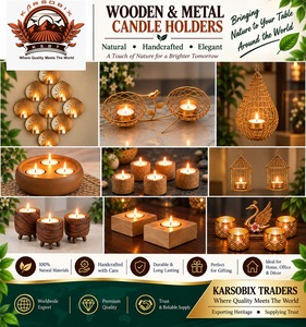 Porte-bougie en bois gaufré fait main, support pour bougie chauffe-plat, lanterne décorative rustique pour la maison, Noël, décoration de mariage - Product Image 4