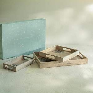 Plateau de service en bois artisanal de qualité supérieure, écologique, en bois naturel, pour servir des aliments, du thé, du café, des desserts à bas prix - Product Image 3