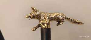 Canne de marche en bois et métal avec poignée en forme de loup, style victorien antique en laiton, légère, faite à la main, objet de collection, cadeau unisexe, pour usage extérieur - Product Image 3