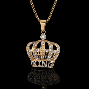 Premium Iced Out Hip Hop Charms <b>King</b> <b>Crown</b> 925 Silver Rose Gold Plated Pendant Anniversary Design Statement Jewelry Wholesale - Product Image 3