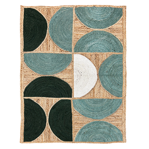 Tapis artisanal en jute bio tressé, antidérapant, écologique, à motifs géométriques, 9x12 pieds, style bohème rustique - Product Image 1