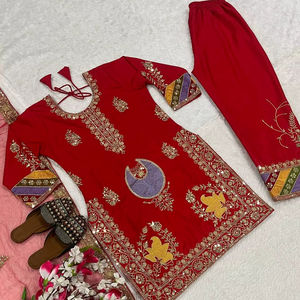 Designer Party-wear Natural Crepe Silk Sequence Work Dress - Product Image 1