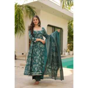 Ensemble de costume Anarkali de créateur pour les fêtes, taille XS, avec imprimé numérique - Product Image 5