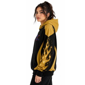 Black Gold Flame Winter Unisex Heavyweight Hoodie Pullover Sweatshirt <b>Raglan</b> Sleeve Hooded Jacket Front Pocket Custom Logo 100% - Product Image 6