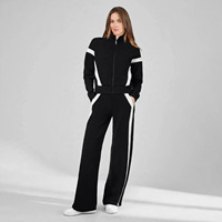 Ensemble de survêtement léger et respirant pour femmes Protego, noir, manches courtes, fermeture éclair sur le devant, imprimé décontracté, coupe régulière, poches latérales, pour adultes