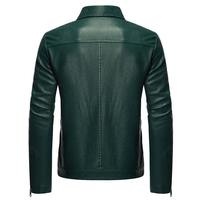 Veste en cuir PU noir pour homme, style motard, col montant, fermeture éclair, coupe ajustée, longueur normale, couleur unie, vêtements d'automne
