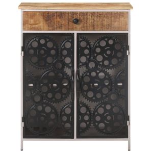 Credenza in Legno Grezzo di Mango con Ferro Verniciato a Polvere Argento, Design Artigianale Unico - Product Image 2