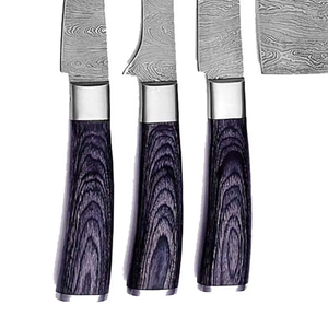 Damascus Steel <b>Knife</b> <b>Set</b> 6-Piece Sustainable Durable Wood Handle Polished Blade <b>Sharp</b> Chef <b>Knives</b> Ambidextrous OEM Wholesale - Product Image 2