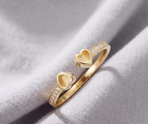 925 Sterling Silver Double 3mm Heart Blank Bezel <b>Ring</b> for Breastmilk Ashes Resin Crushed <b>Opal</b> Keepsake DIY Jewelry Making - Product Image 2