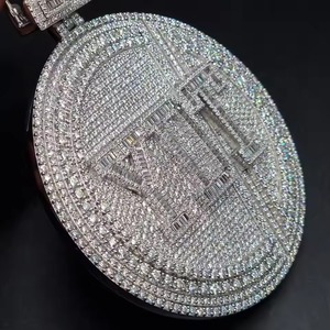 Custom Pass Diamond <b>Tester</b> Hip Hop Moissanite Letter Circle Pendant 925 Silver Fully Iced Out Custom Moissanite Pendant For Men - Product Image 3