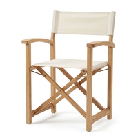 Chaise de directeur en teck Karya, pliable, avec dossier serré et accoudoirs droits, pour extérieur, en tissu, pour villa moderne et jardin, finition naturelle CHA18 No