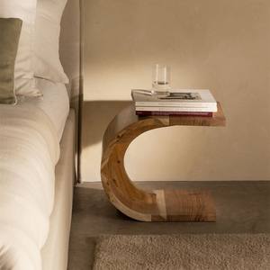 Mesita de noche de madera con textura Vandana Amber 45x30 cm - Product Image 1