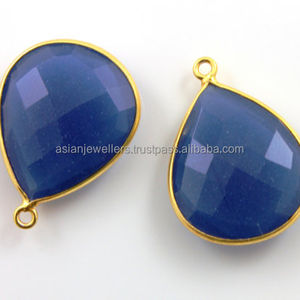 Connecteur de pierres précieuses calcédoine bleue en argent sterling 925 Résultats et composants de bijoux - Product Image 1