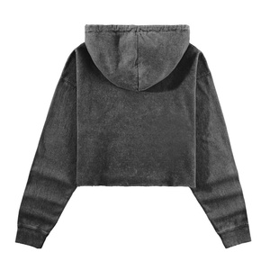 Sweats à capuche décontractés et crop top personnalisés pour femmes Pullover lavé à l'acide Sweatshirts à capuche oversize pour femmes - Product Image 5