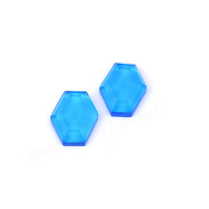 Topacio Azul Sintético, Cuarzo, Forma Hexagonal, Corte Escalonado, Alto Brillo, 10x16mm, Parte Posterior Plana, Gema Suelta para Fabricación de Joyería - Product Image 1