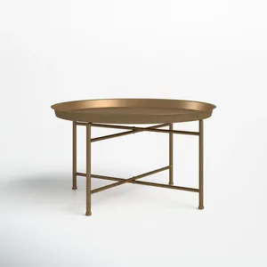 Mesa de Centro Industrial Portátil con Estructura de Acero Inoxidable y Tapa de Madera, Diseño Moderno con Función de Elevación y Almacenamiento para Sala de Estar - Product Image 1