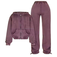 Ensemble 2 pièces à épaules tombantes : Pantalon de jogging et sweat-shirt coupe classique, avec logo personnalisé brodé, sweats à capuche courts 100% coton