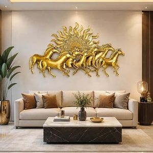 Décoration murale en laiton Golden Horse, art mural contemporain sur le thème des animaux, décoration murale pour la maison ou le bureau - Product Image 3