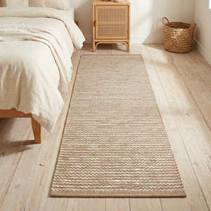 Blue Check Handwoven Cotton <b>Kitchen</b> <b>Floor</b> <b>Runner</b> for Breakfast Nook Hallway Coastal Cottage & Scandinavian Home - Product Image 5