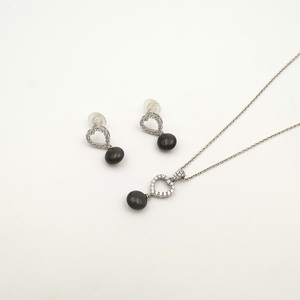 Grey Moonstone Rondel Shape Pendant And <b>Stud</b> for Women Luxury Gemstone <b>Set</b> Main Occasion Wear Accessory - Product Image 2