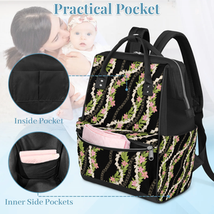 Mochila de Viaje Impermeable con Estampado Floral Negro, Gran Capacidad - Product Image 4