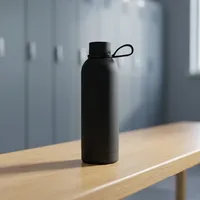 Bouteille d'eau sport en acier inoxydable à isolation sous vide, étanche, à double paroi, forme cola, réutilisable, pour boissons chaudes et froides, noire