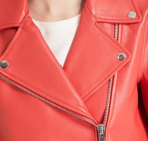 Nouvelle veste en cuir pour femme, style motard, coupe ajustée, design court, col à revers, respirante, veste en cuir tendance pour femme - Product Image 5