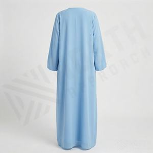 Abaya Islámica de Poliéster con Cuello en V, Manga Larga, Largo hasta el Tobillo, Color Personalizado para Ramadán, Abaya Abierta de Lujo para Mujeres Musulmanas, Vestido Modesto - Product Image 2