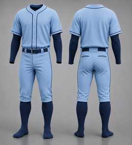 Men's <b>Light</b> Blue Baseball Uniform Set Short Sleeve Jersey Pants With Belt Breathable Polyester Solid Color Team Apparel Regular - Product Image 1
