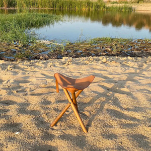 Custom logo folding <b>leather</b> hunting <b>stool</b> wholesale OEM supplier high quality handmade portable camping <b>stool</b> export low price - Product Image 4