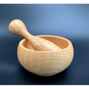 Outil de cuisine écologique naturel, moulin manuel traditionnel, ensemble mortier et pilon en bois 104 pour écraser les herbes et les épices - Product Image 4