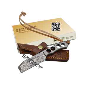 Cuchillo de caza de 11 "con mango de ciervo, pomo de latón y refuerzo de alto carbono 1095 + 15N20 fuente de alimentación manual - Product Image 4