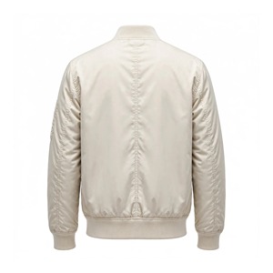 Veste décontractée beige pour homme, fermeture éclair, col rabattu, couleur unie, polyester, coupe classique, automne - Product Image 2