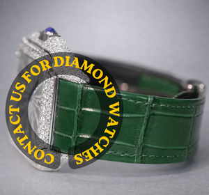 Shiny Custom Green Leather Band Square <b>Case</b> Skeleton Dial Moissanite Diamond Bust Down Mechanical Unique Branded Collection - Product Image 3