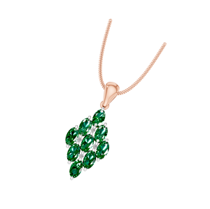 Collar de gota de diamantes y piedras preciosas de Esmeralda verde de lujo 14K 18K chapado en oro colgante de racimo de piedras preciosas ovaladas regalo para ella - Product Image 6