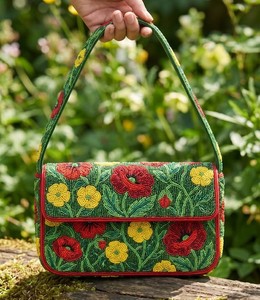 Bolso de Hombro de Mujer de Alta Calidad con Bordado Floral y Cuentas, Bolso Cruzado Étnico con Solapa de Cuentas, Bolso de Mano para Fiesta de Verano, Venta al por Mayor - Product Image 1